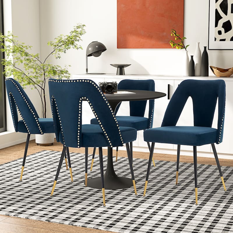 Modern Velvet Upholstered Dining Chairs Set of 6