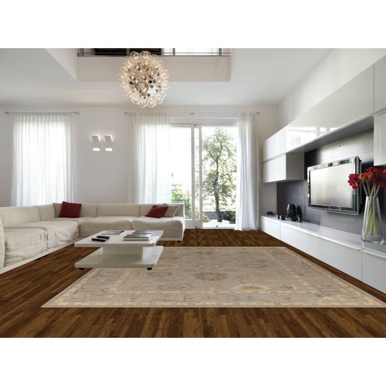 Hand Knotted Oriental 100% Wool Carpet Transitional All-Over Greys & Charcoal Oushak Area Rug - 14' 4'' X 12' 3''