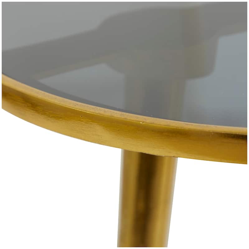Contemporary Midcentury Metal Accent Side Table With Tripod Legs and Smoke Glass Top - 15 x 15 x 22