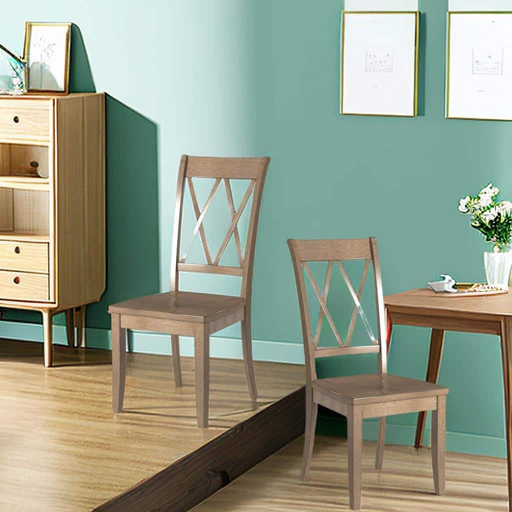 Wooden Dining Chairs Set of 2, Farmhouse Kitchen Chair with Wood Legs