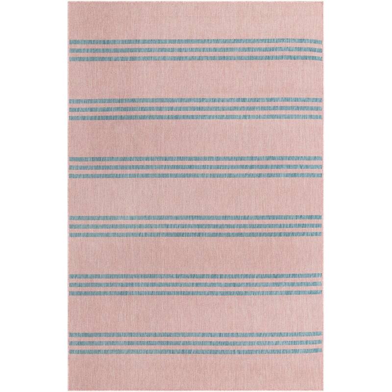 Outdoor Zrand Collection Area Rug - Pink and Aqua - 6'x9'