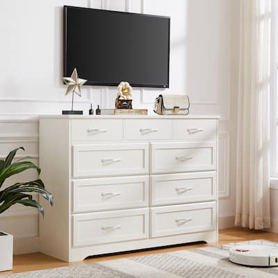 9 Drawer Dresser for Bedroom Makeup Vanity Desk, Wood Chest of Drawers