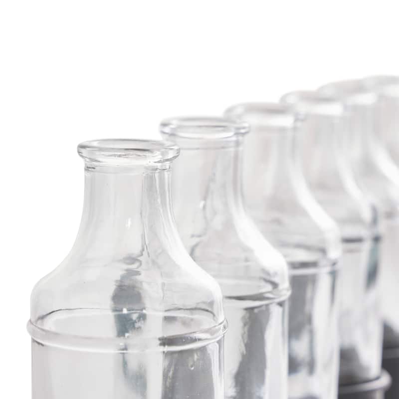 Black Metal Adjustable Bottle Decorative Vase with Clear Glass Bottles