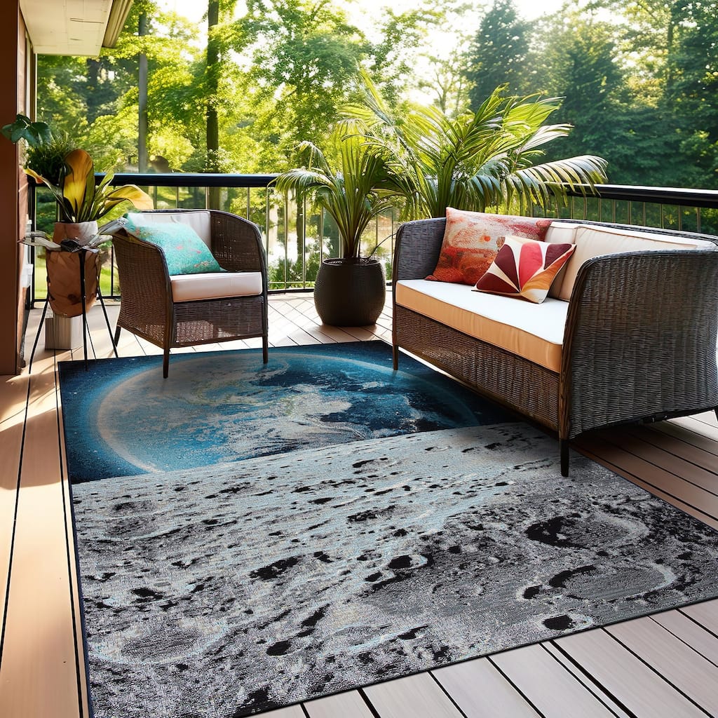 World Rug Gallery Galaxy Collection Adventure Moon Indoor/Outdoor Area Rug