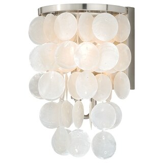 Elsa 1-Light 6.5 in. W Satin Nickel Bathroom Vanity Lighting Fixture, Capiz Shell, Dimmable, LED Compatible, Wall Mount Sconce