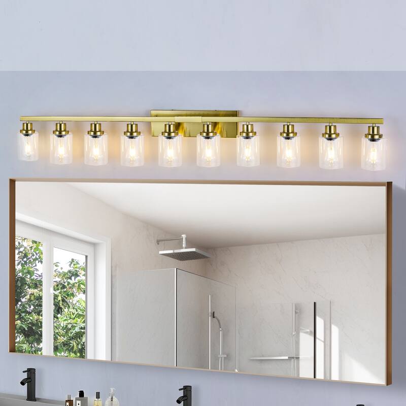 10-Light Vanity Lights for Mirror, 52 inch Modern Bathroom Wall Lighting for Bedroom, Living Room - Coppery