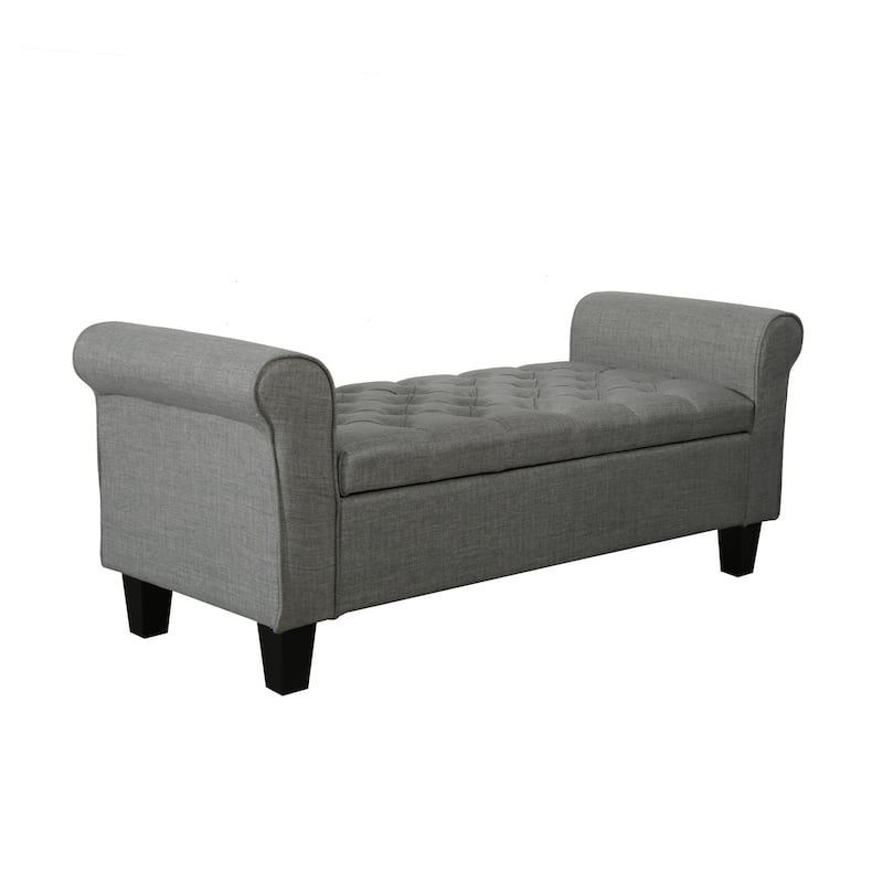Porthos Home Theon Fabric Flip Top Button Tufted Storage Bench - Dark Grey