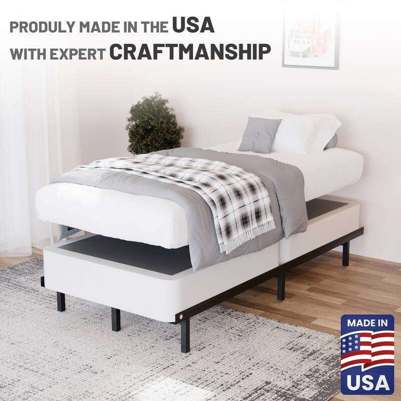 Onetan 8-Inch & 4-Inch Wooden Box Spring/Foundation Ideal for Mattress, No Assembly Needed, White.