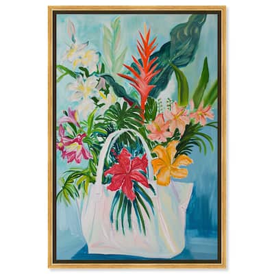 Art Remedy Tropical Flower Bag Framed Flowers In Vase Paintings
