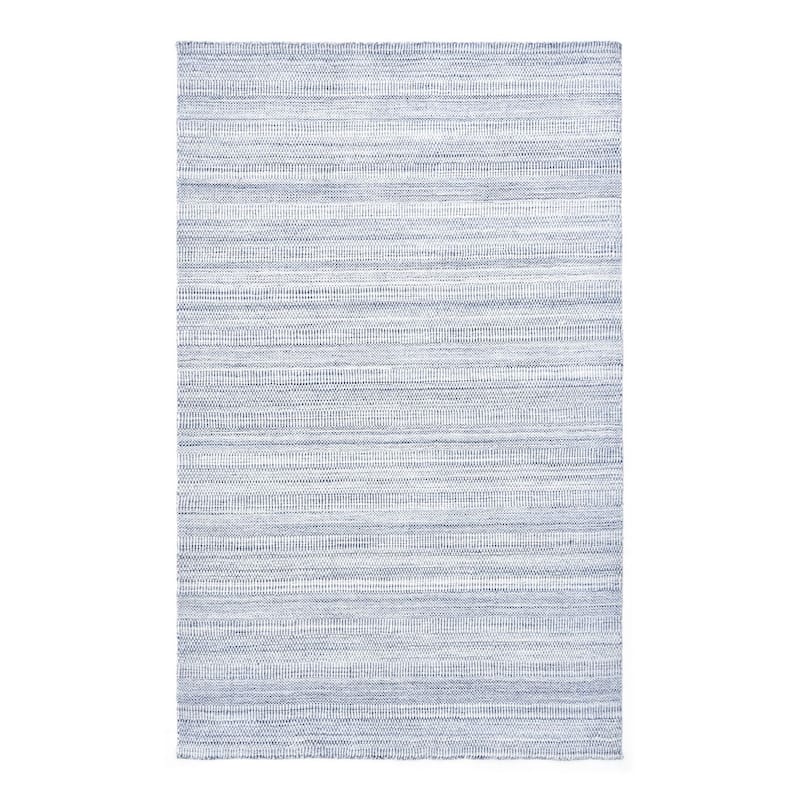 Overton Handmade Modern Contemporary Striped Indoor-Outdoor Area Rug - 5'x8' - Navy Ivory