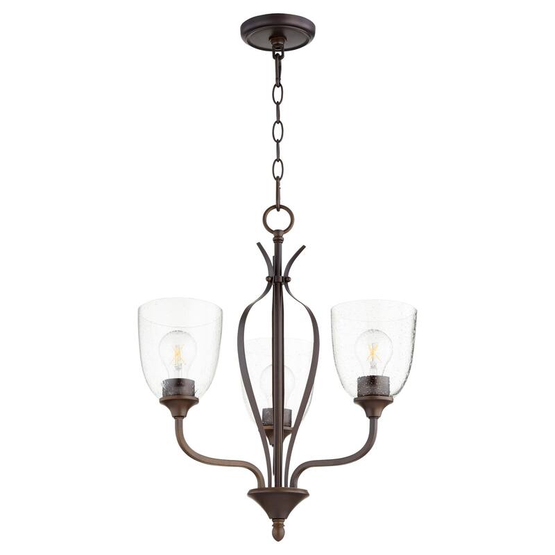 Quorum International Jardin 3 Light 20" Wide Chandelier - Oiled Bronze / Clear Seeded