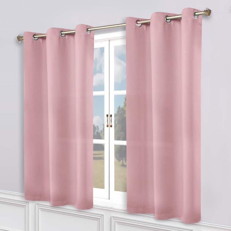 Superior Modern Solid Washable Room Darkening Curtains, Set of 2 Panels - 2PC- 52" x 63" - Mauve chalk
