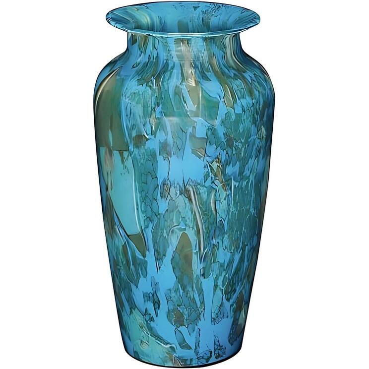 Aria Home Teal and Olive Handblown Glass Bowl and Vase Decor Set of 3