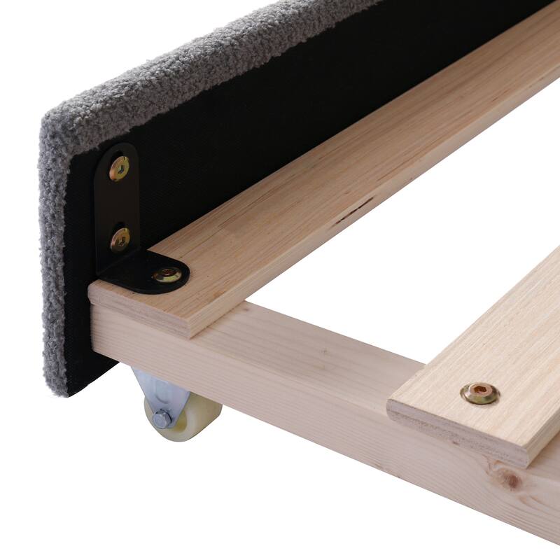 Teddy Fleece Daybed Leisure Upholstered Daybed Frame with Storage Armrest and Integrated Bluetooth Audio System and Trundle