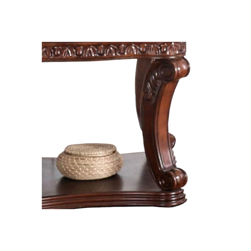 26 in. Brown Rectangle Wood End Table with Cabriole Legs