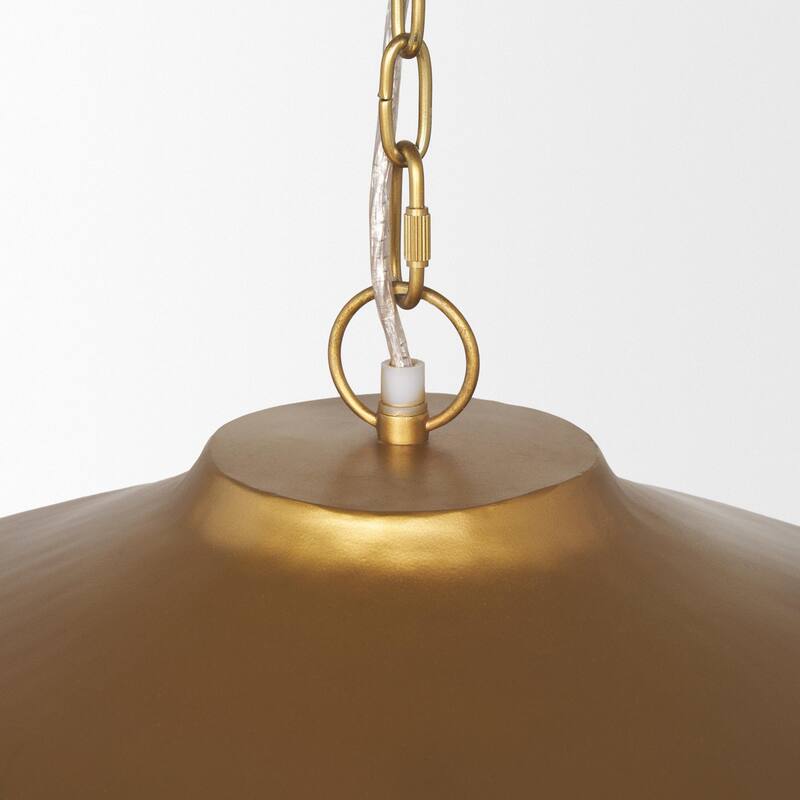 Titus 1-Light Brass Finished Metal Disc Pendant - 24.0L x 24.0W x 8.0H