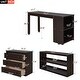 preview thumbnail 10 of 13, Minimalist Design Full Size Wood Loft Bed,Low Study Bed with Rolling Portable Desk,Ample Storage Space