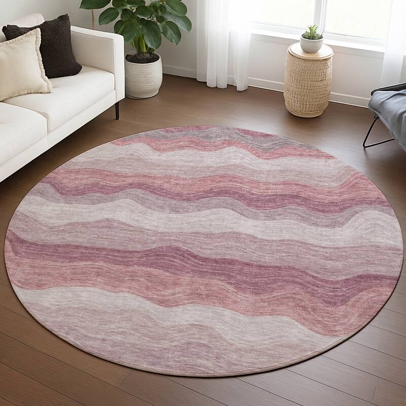 Machine Washable Indoor/ Outdoor Ombre Stripes Chantille Rug