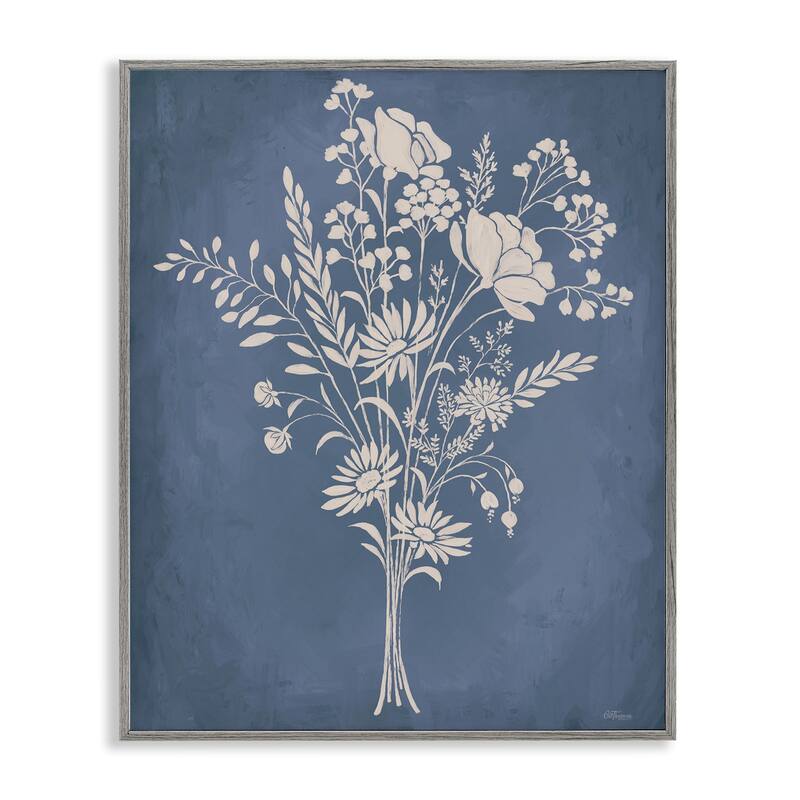 Stupell Garden Bundle over Blue Framed Giclee Art Design By Cat Thurman Designs - 16 x 20 - Grey
