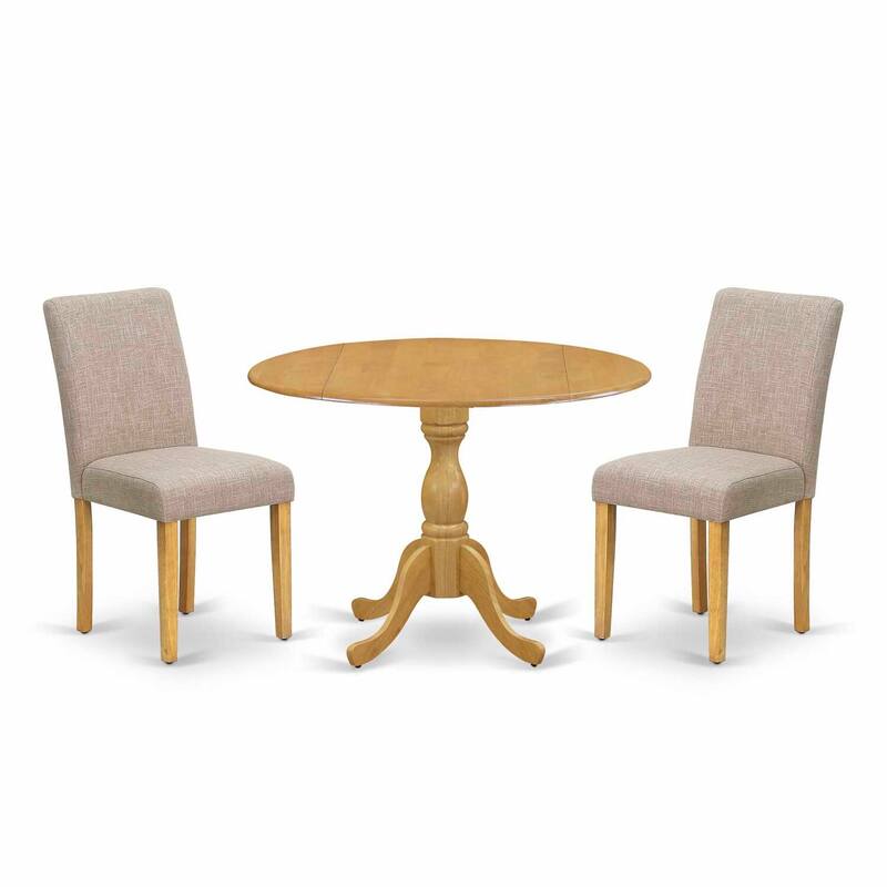 3-Piece Natural Oak Finish Solid Wood Top - Dining Room Set with High Back (Seats-4)