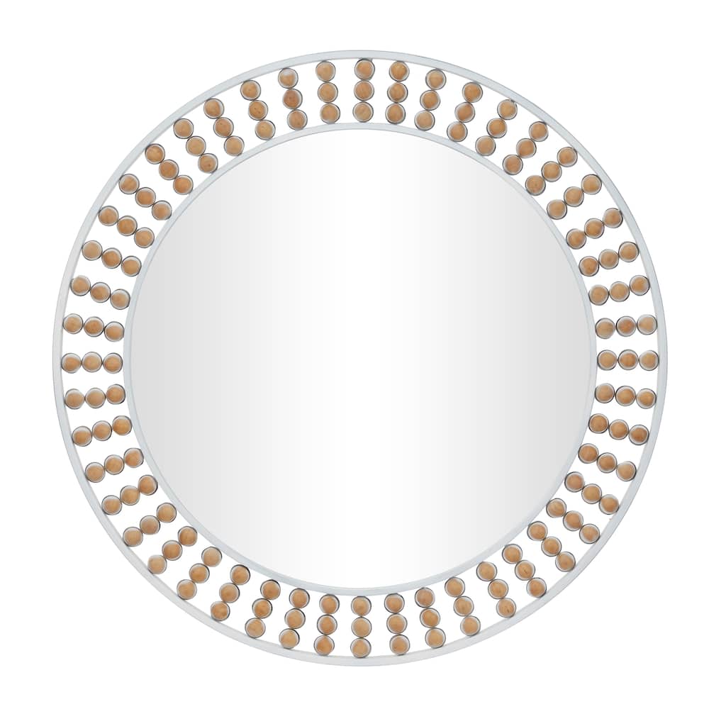 Metal Wall Mirror with Beaded Detailing - White or Black - Roche River Decor