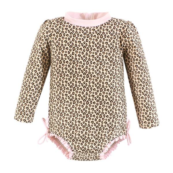 slide 1 of 1, Hudson Baby Girls Rashguard Baby Swimsuit, Leopard 12-18 Months - Leopard Baby