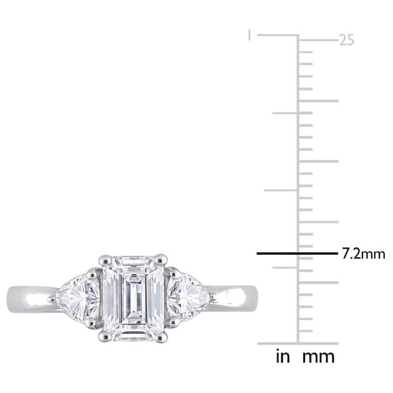 Miadora 1 5/8ct DEW Octagon and Trilliant Created Moissanite 3-Stone Ring in Sterling Silver