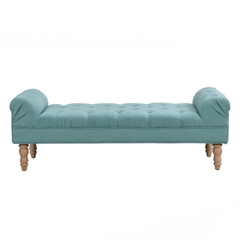 Button-Tufted End of Bed Bench,Large Upholstered Ottoman,Foot Rest with Legs