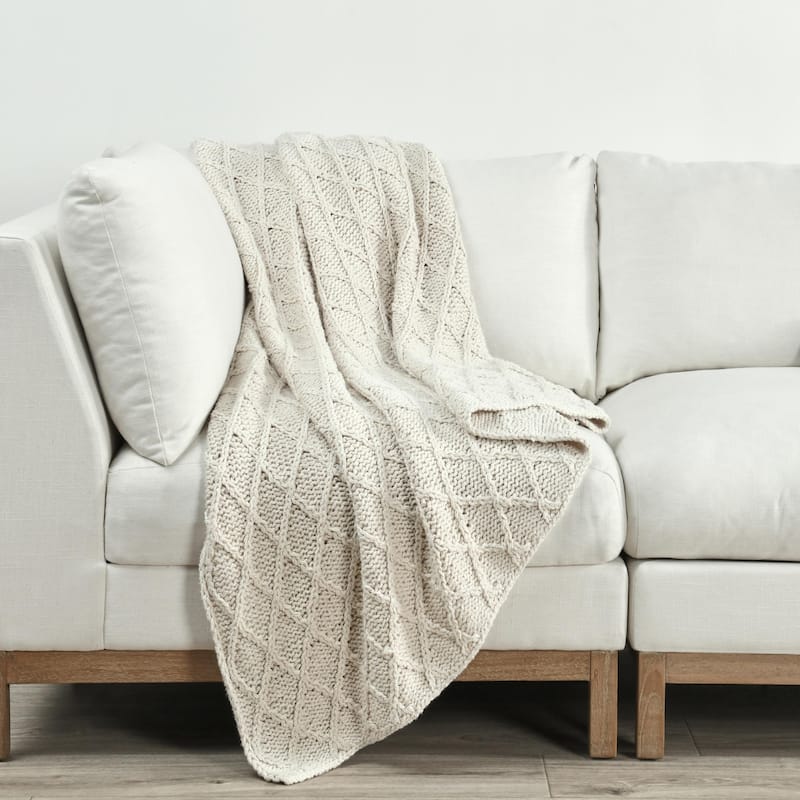 Kosas Home Porter 100% Cotton 50"x70" Throw, Ivory