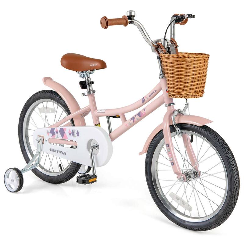 Costway 12"/14"/16"/18" Kids Bike with Height Adjustable Handlebar - See Details - 18"Pink