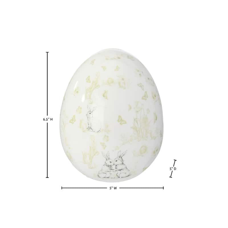 7" Dolomite Bunny Toile Egg