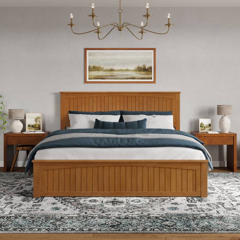 Naples Solid Wood Low Profile Platform Bed with Matching Footboard