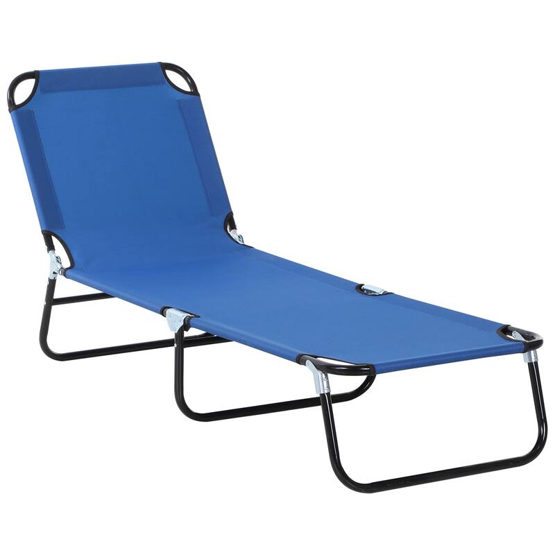 Foldable Outdoor Lounge Chair Camping Tanning Chair with 5-Position Adjustable Backrest for Beach Pool Patio
