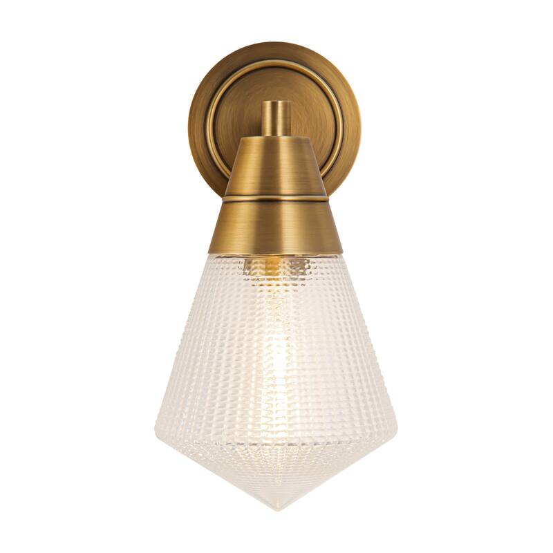Alora Lighting WV348106 Willard 12" Tall Wall Sconce - Vintage Brass / Clear Prismatic Glass