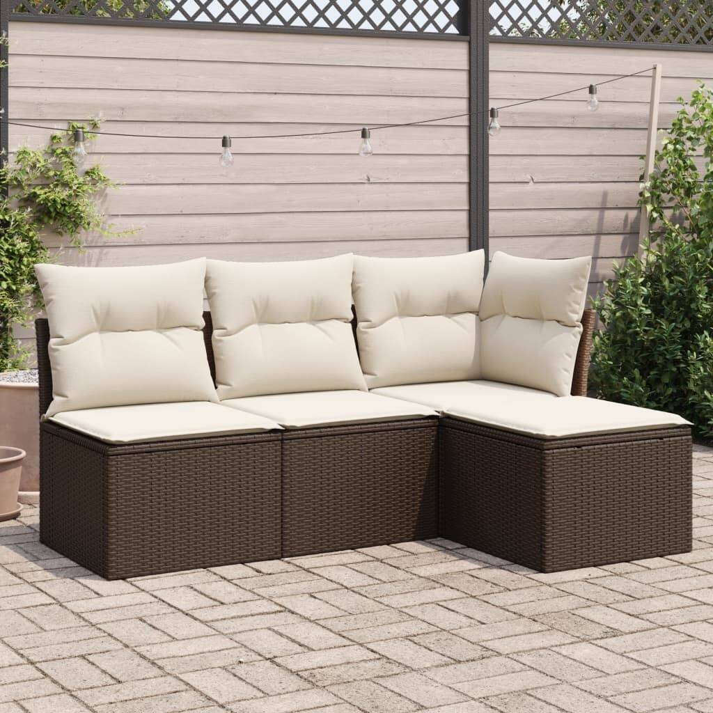 vidaXL Garden Sofa Set Brown, Cream White - 21.7 x 21.7 x 14.6