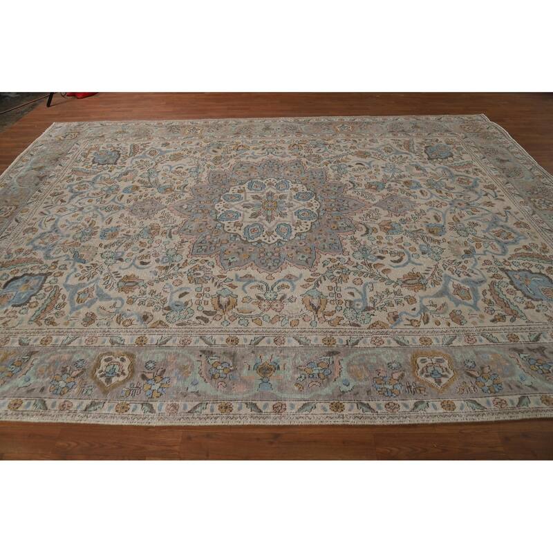 Medallion Tabriz Persian Area Rug Handmade Living Room Wool Carpet - 8'4"x 11'7"