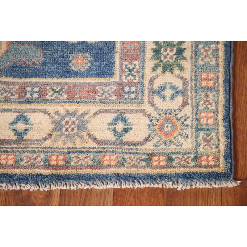 Blue Kazak Accent Rug Hand-Knotted Wool Carpet - 2'8" x 4'5"