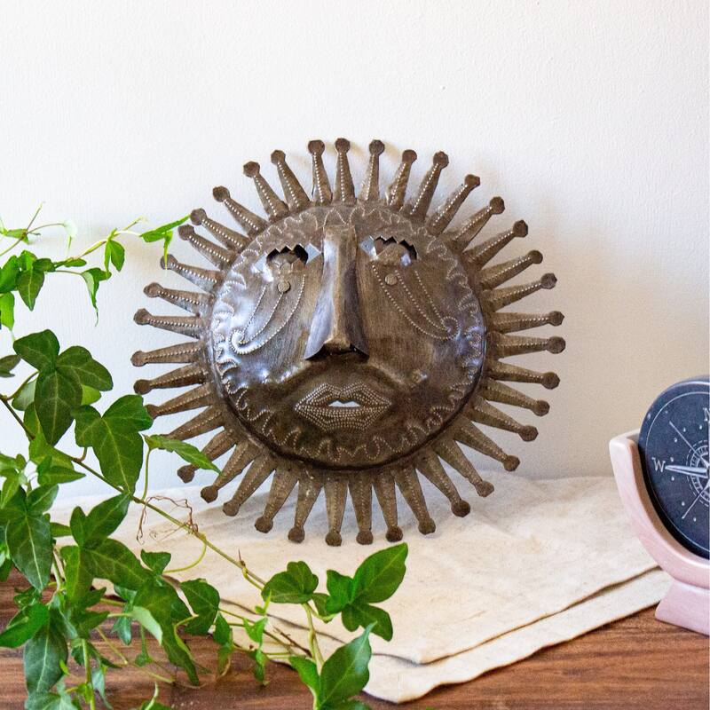 Recycled Oil Drum Natural Sun Wall Art , Handmade in Haiti