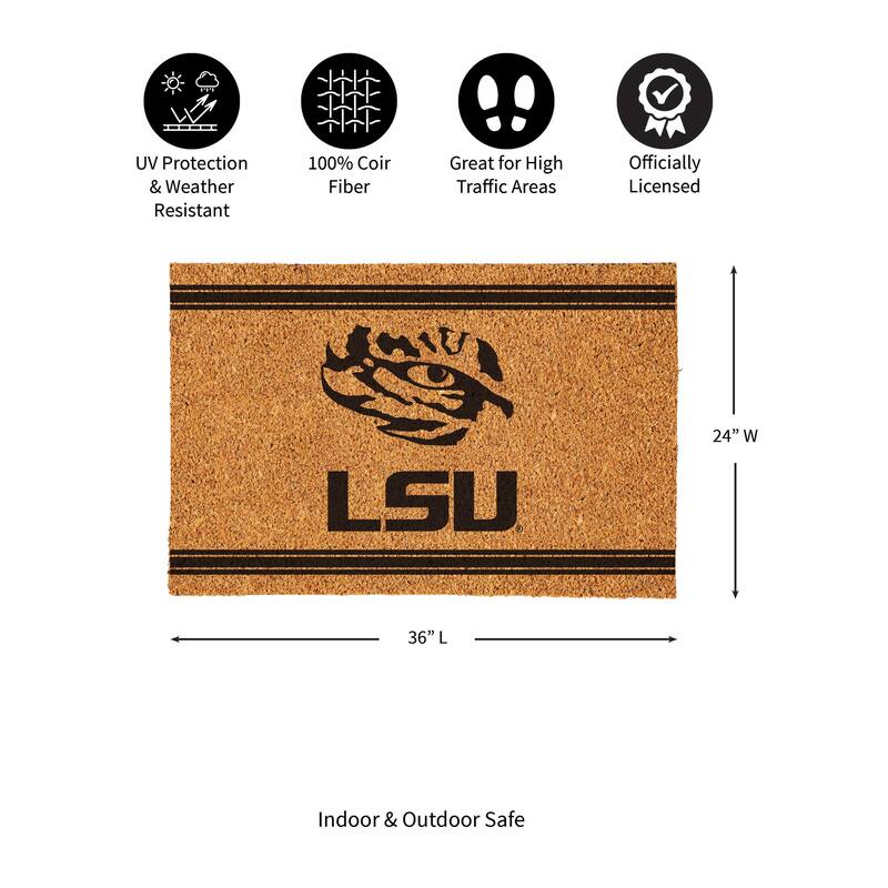 Louisiana State University Monochrome Indoor/Outdoor Coir Door Mat