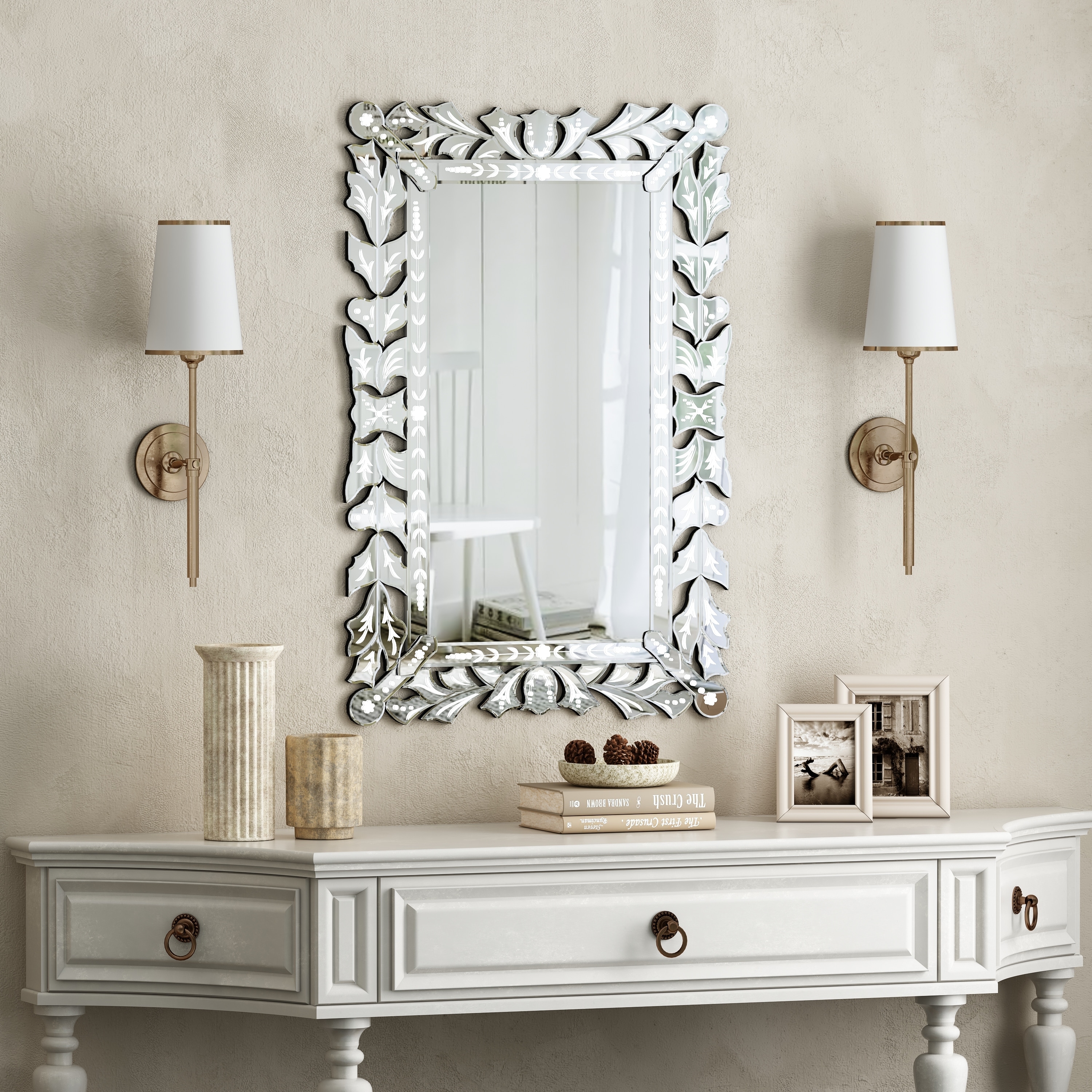 Modern Wall Mirror Unique Frame Design Decor - 35.43