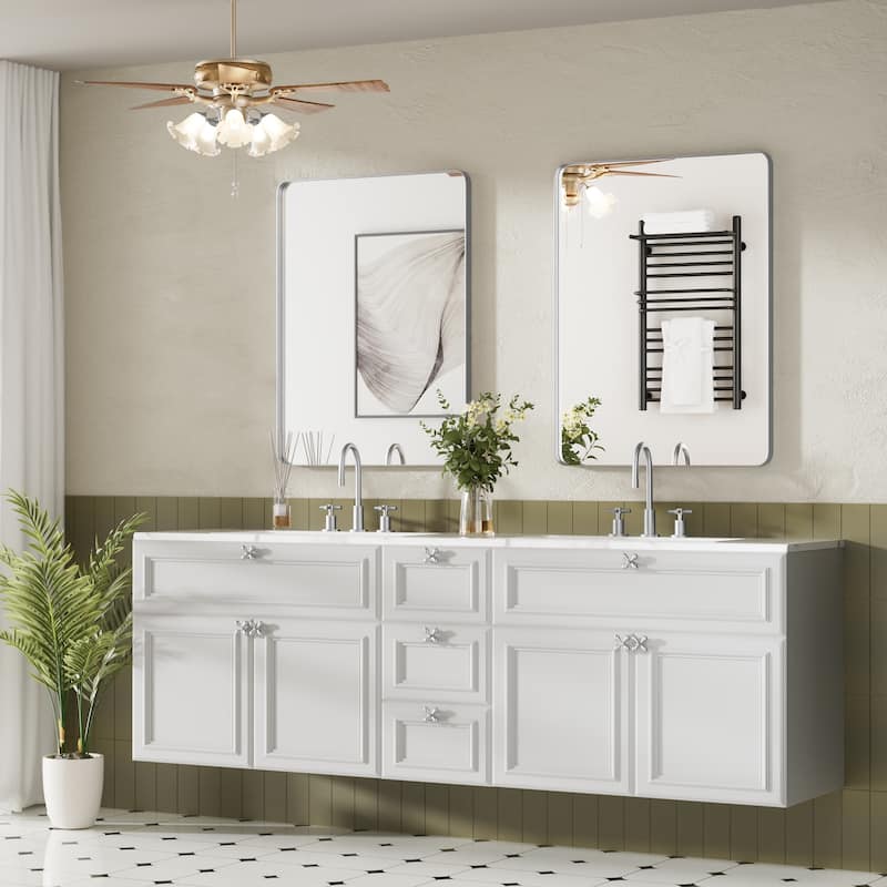 Wall Mirror Vanity Mirror Bathroom Mirror with Round Corner (1 Piece)