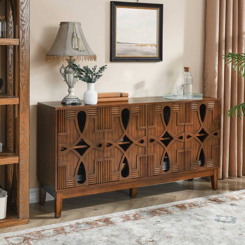 Mid Century Modern 60-inch 4-Shelf Dining Sideboard/Buffet