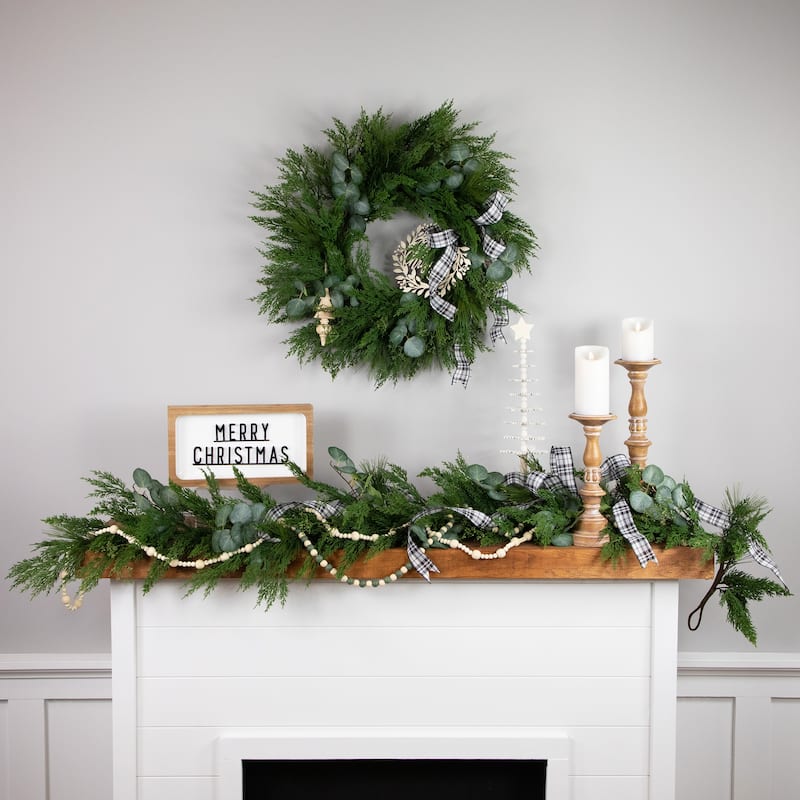 Mixed Pine Eucalyptus Artificial Christmas Wreath 24" Unlit
