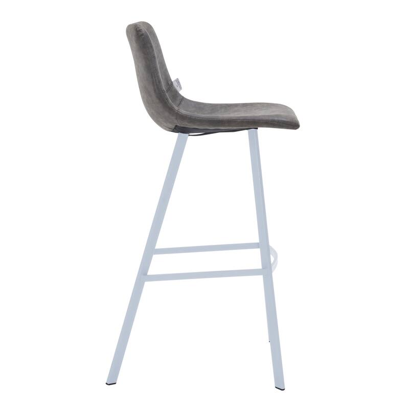 Leather 41" Counter Height Bar Stool with Stainless Steel Legs and Footrest