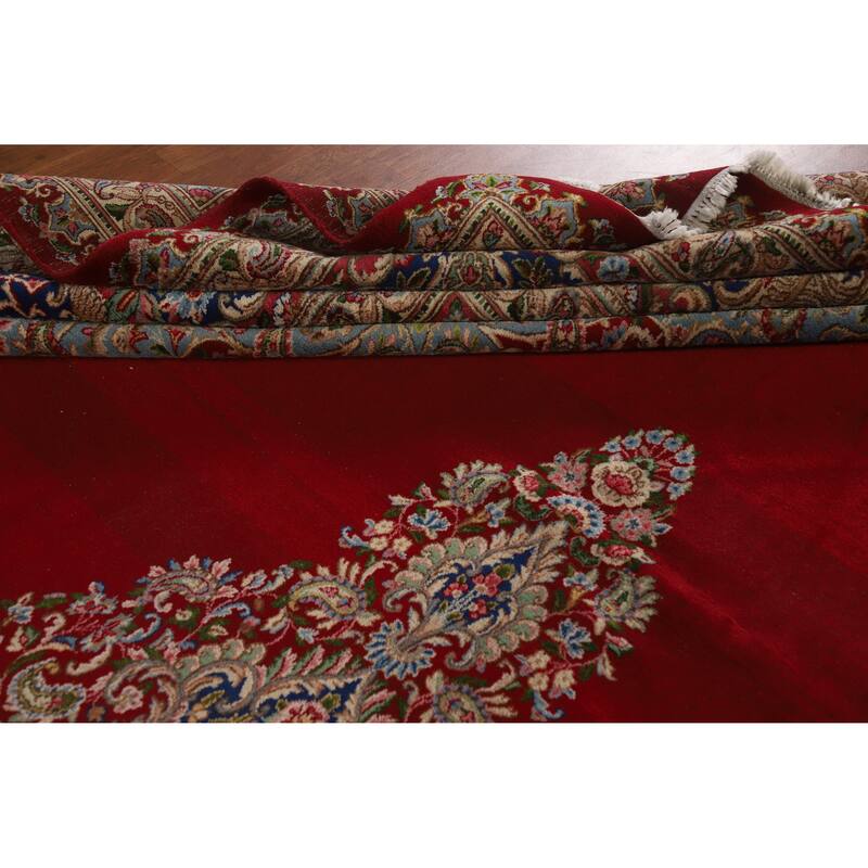 Hand Knotted Oriental 100% Wool Carpet Traditional Floral Red Kerman Area Rug - 17' 0'' X 12' 10''