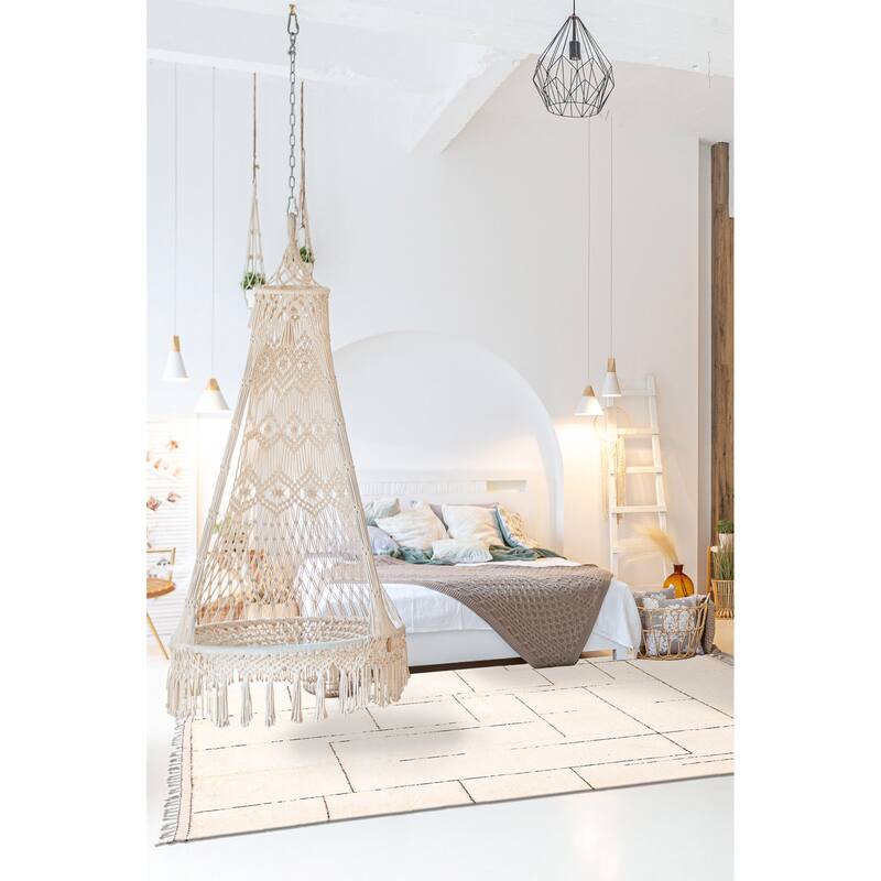 ECARPETGALLERY Hand-knotted Pak Finest Marrakesh Cream Wool Rug - 7'0 x 9'9