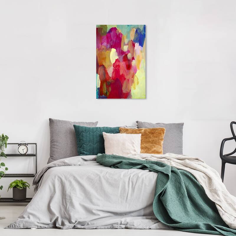 Wynwood Studio Canvas Abstract Firework Reflection II Pink and Light Yellow Modern & Contemporary Wall Art Canvas Print - 24 x 16