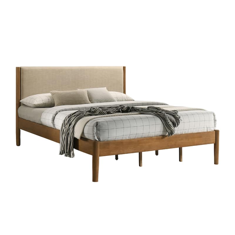 Roundhill Furniture Vichy Platform Bed, Light Walnut