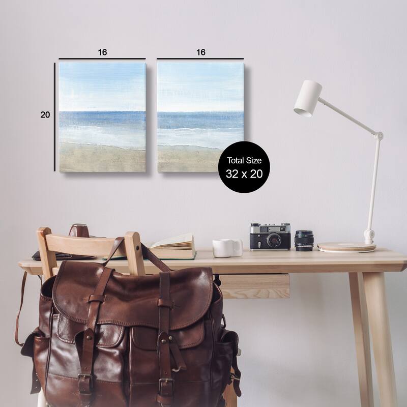 Stupell Coastal Seafoam Beach Waves Soft Tide Landscape, 2pc Multi Piece Canvas Wall Art Set - Beige