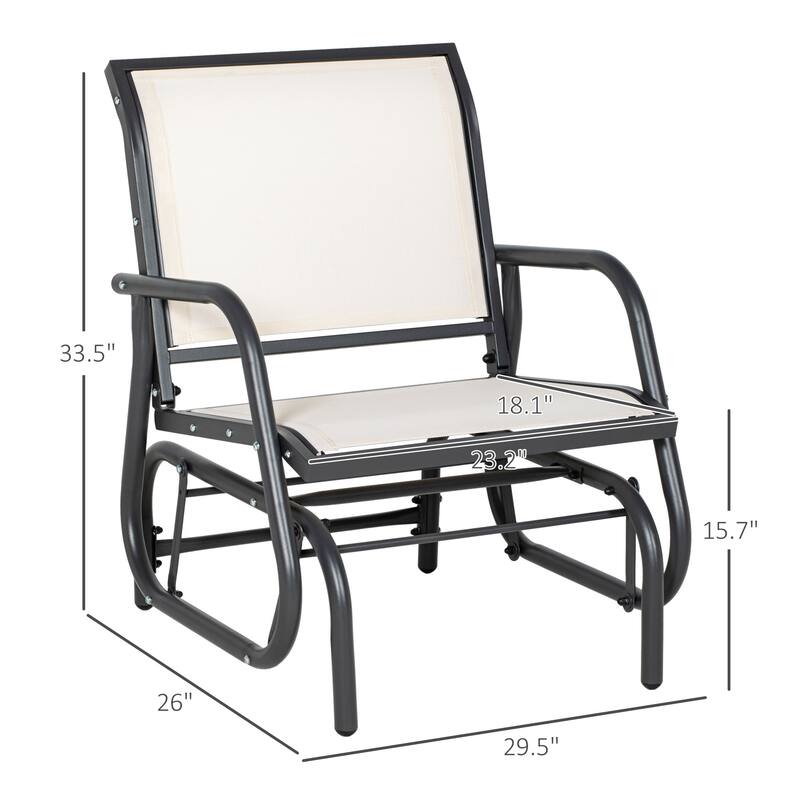 Porch Glider Set of 2,Metal Frame Swing Glider Chairs with Breathable Mesh Fabric,Curved Armrests and Steel Frame for Garden